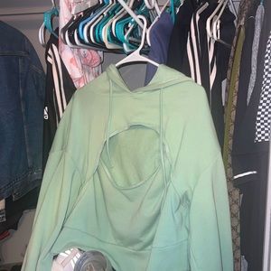 A crop top jacket with the chest showing